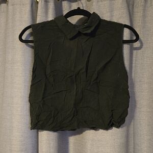 Brandy Melville Black Collared Cropped Blouse